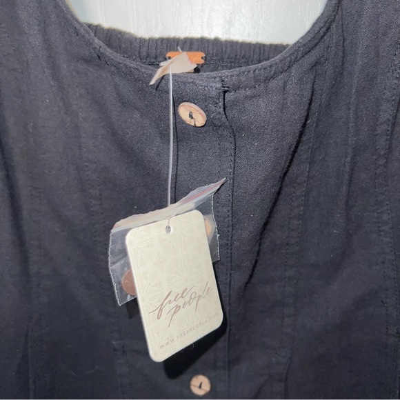 Free People Black Cropped Shirt Women's Size XS - Picture 3 of 6